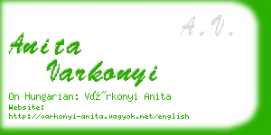 anita varkonyi business card